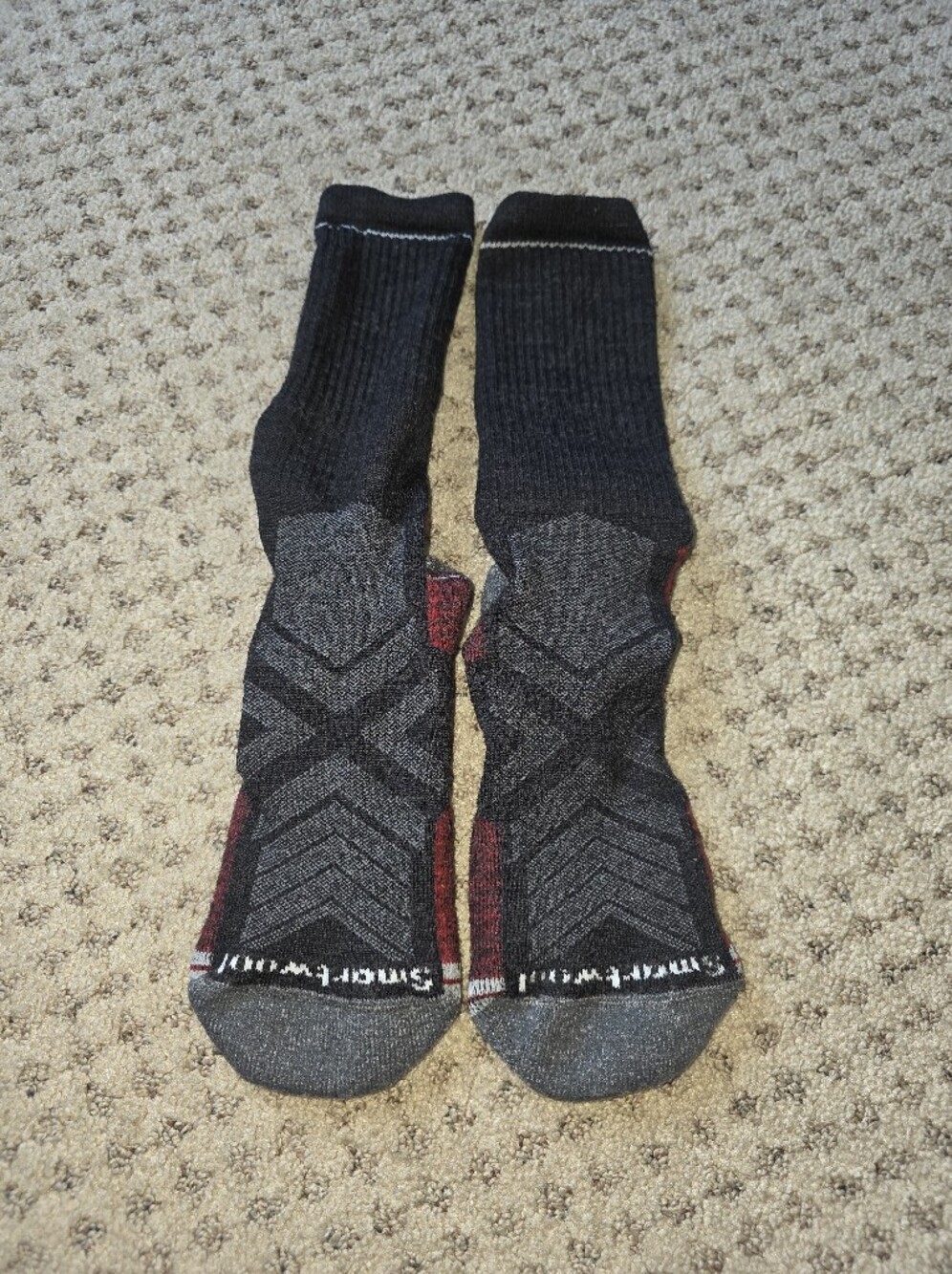 Smartwool Black, Gray & Maroon Men's Athletic Hike Washed Crew Socks